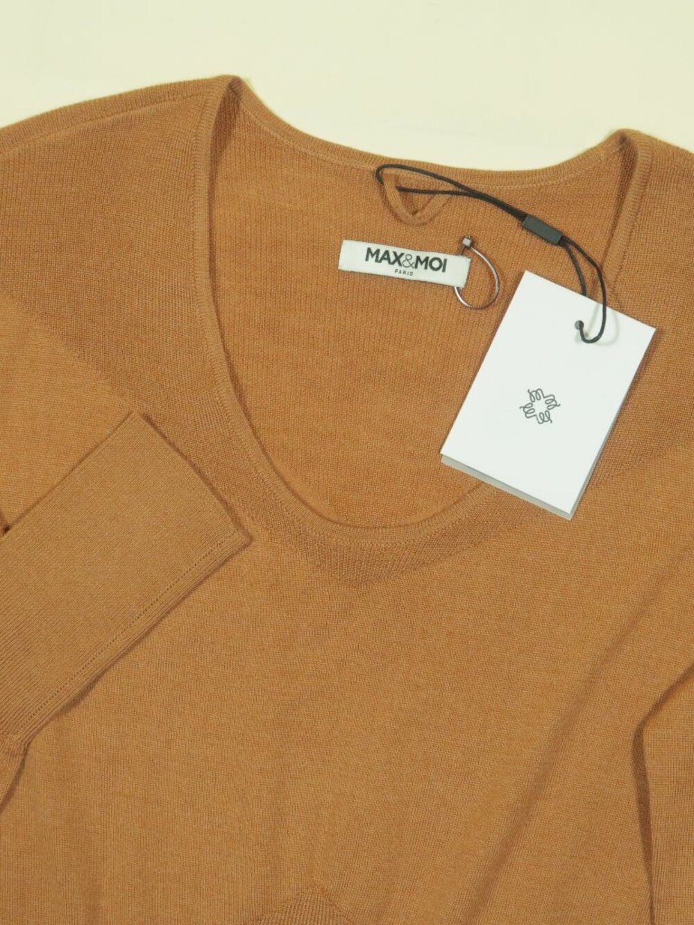 Max & Moi Merino Wool Sweater Womens M Brown Scoop Neck Silk Cashmere New